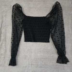 Y2K Mesh Babydoll Top Small Fairy Grunge Dark Coquette Whimsigoth